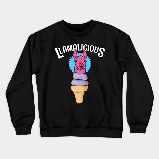 Llamalicious Llama Ice Cream Crewneck Sweatshirt by fizzyllama